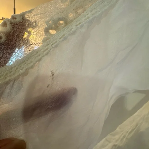 Nicole Italy NWT Pure Silk Boho Lace Mini Dress Tunic Cream M - Picture 9 of 10